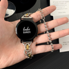 No more basic vibes. Step up your babe game with our premium Babe Bands to elevate your style.   Upgrade your Samsung Galaxy Watch with our Premium Stainless Steel Loop Link Samsung Galaxy Watch Band.  Indulge in the luxury look and feel of our Samsung Galaxy Watch band, crafted from high-quality stainless steel in a unique style band with loop link detail. Available with or without an attached bracelet.