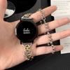 No more basic vibes. Step up your babe game with our premium Babe Bands to elevate your style.   Upgrade your Samsung Galaxy Watch with our Premium Stainless Steel Loop Link Samsung Galaxy Watch Band.  Indulge in the luxury look and feel of our Samsung Galaxy Watch band, crafted from high-quality stainless steel in a unique style band with loop link detail. Available with or without an attached bracelet.