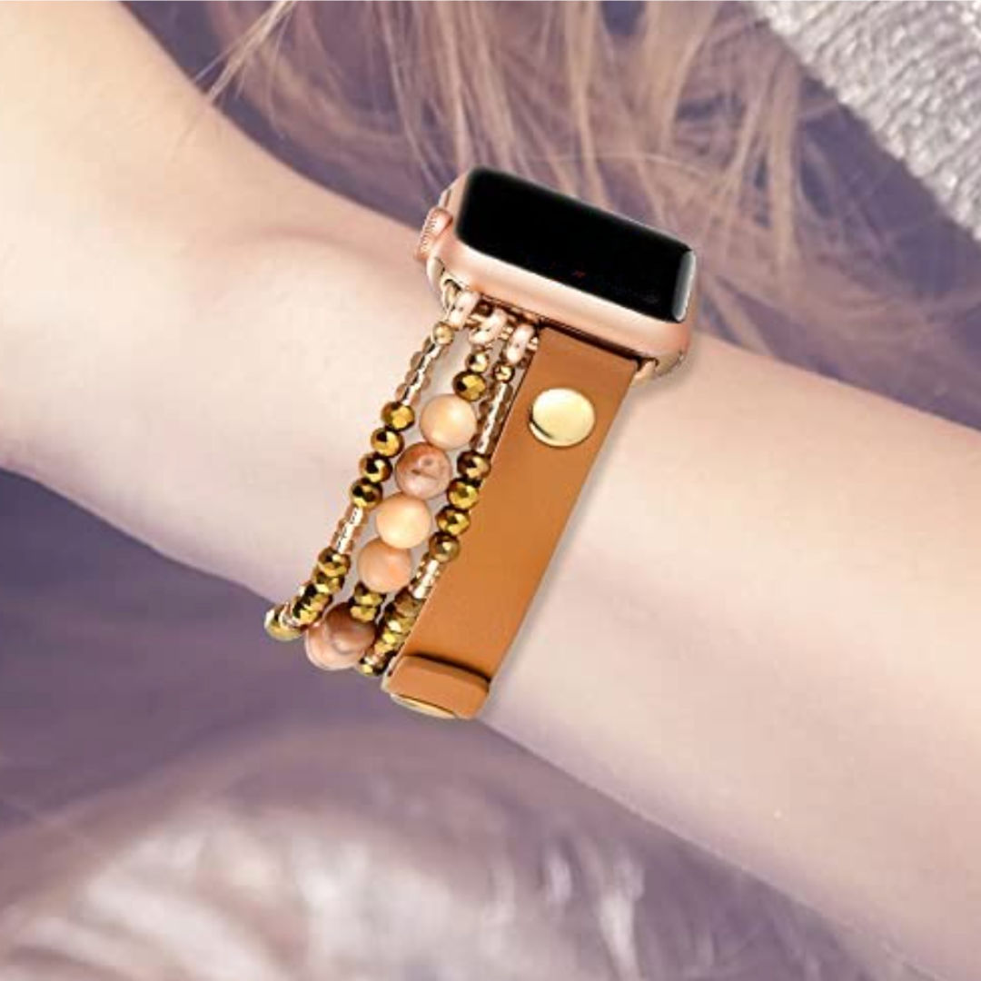 No more basic vibes. Step up your babe game with our premium Babe Bands to elevate your style.   Upgrade your Apple Watch with our Premium Leather Strap Triple Beaded Bracelet Apple Watch Band.  Indulge in the luxury look and feel of our Apple Watch band, crafted from high-quality stainless steel in an elegant chunky double chain style. 