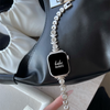 No more basic vibes. Step up your babe game with our premium Babe Bands to elevate your style.   Upgrade your Apple Watch with our Premium Stainless Steel Crescent Moon Chunky Diamond Apple Watch Band.  Indulge in the luxury look and feel of our Apple Watch band, crafted from high-quality stainless steel in an elegant design with chunky faux diamonds accented by delicate crescent moon detailing.