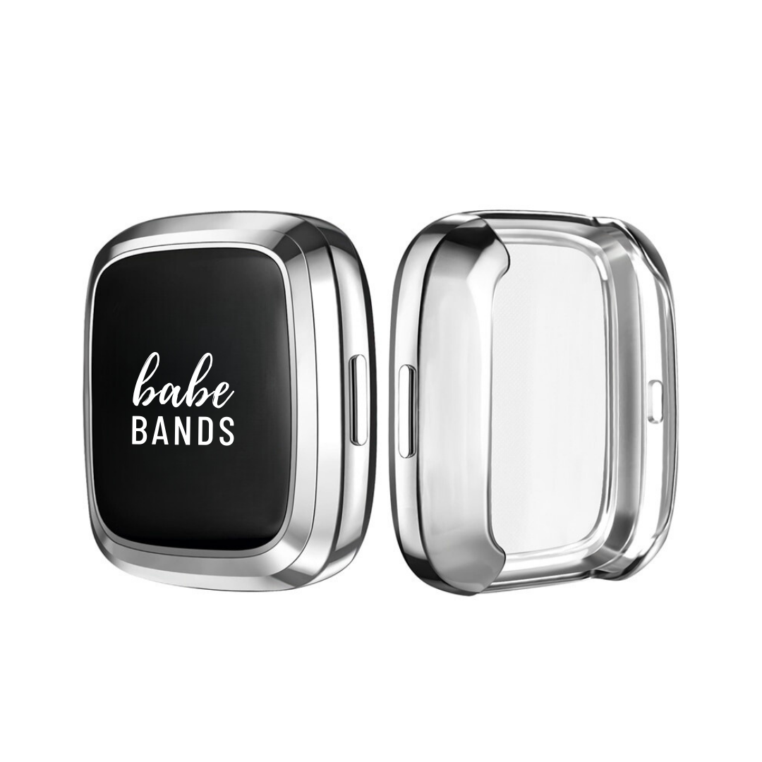 No more basic vibes. Step up your babe game with our premium Babe Bands Case to elevate your Fitbit style.    Upgrade your Fitbit Versa or Fitbit Sense with our Premium Flexible Fitbit Versa/Sense Case with Screen Protector.  Indulge in the luxury look of our Fitbit case, crafted from high-quality materials including a durable, flexible and scratch-resistant TPU with a touch-sensitive screen protector.