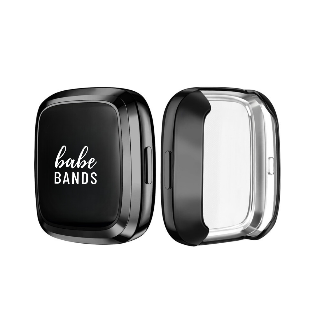 No more basic vibes. Step up your babe game with our premium Babe Bands Case to elevate your Fitbit style.    Upgrade your Fitbit Versa or Fitbit Sense with our Premium Flexible Fitbit Versa/Sense Case with Screen Protector.  Indulge in the luxury look of our Fitbit case, crafted from high-quality materials including a durable, flexible and scratch-resistant TPU with a touch-sensitive screen protector.