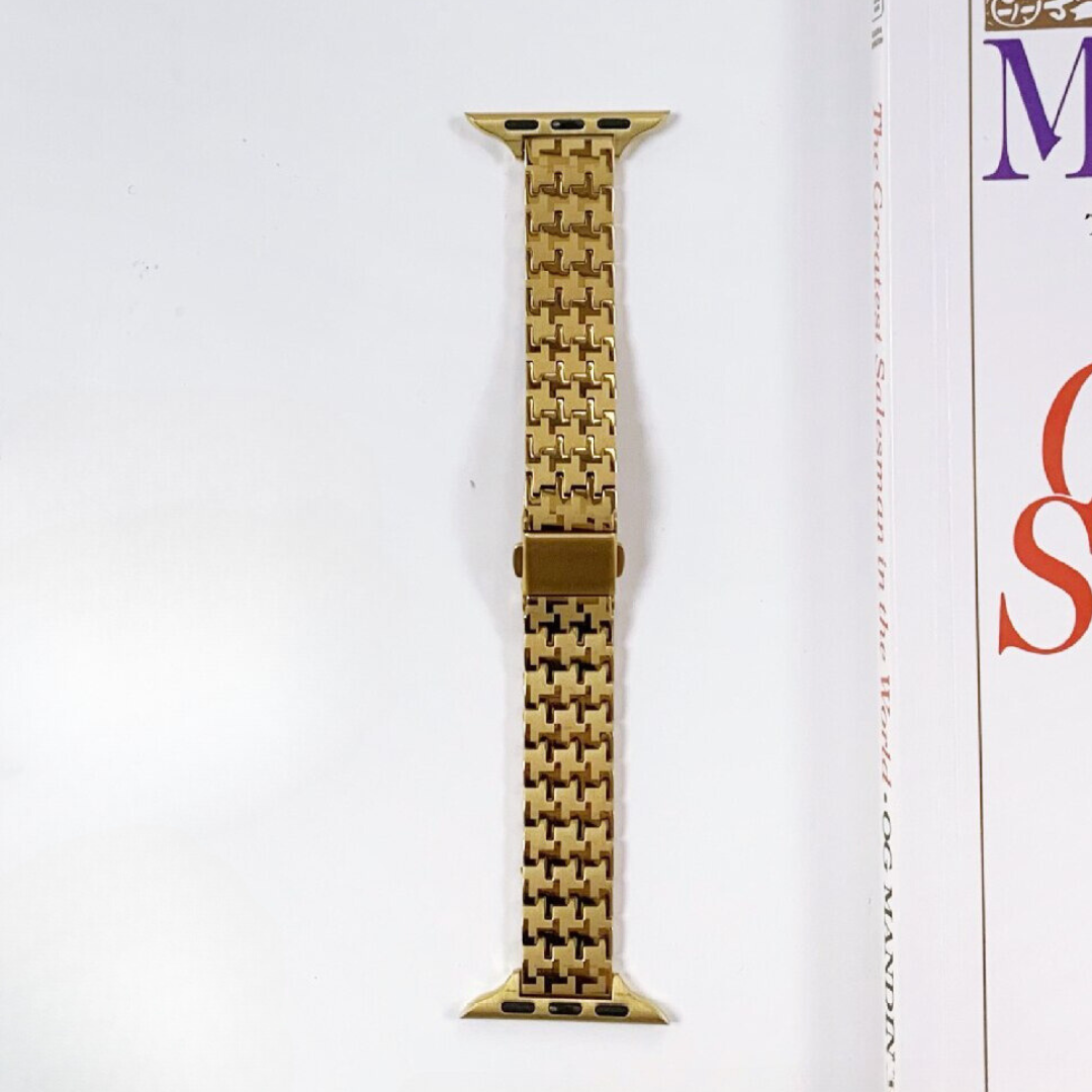No more basic vibes. Step up your babe game with our premium Babe Bands to elevate your style.    Upgrade your Apple Watch with our Premium Stainless Steel Classic Style Houndstooth Print Apple Watch Band.  Indulge in the luxury look and feel of our Apple Watch band, crafted from high-quality stainless steel in gorgeous classic link band with a houndstooth print made out of contrasting shiny and matte finishes.