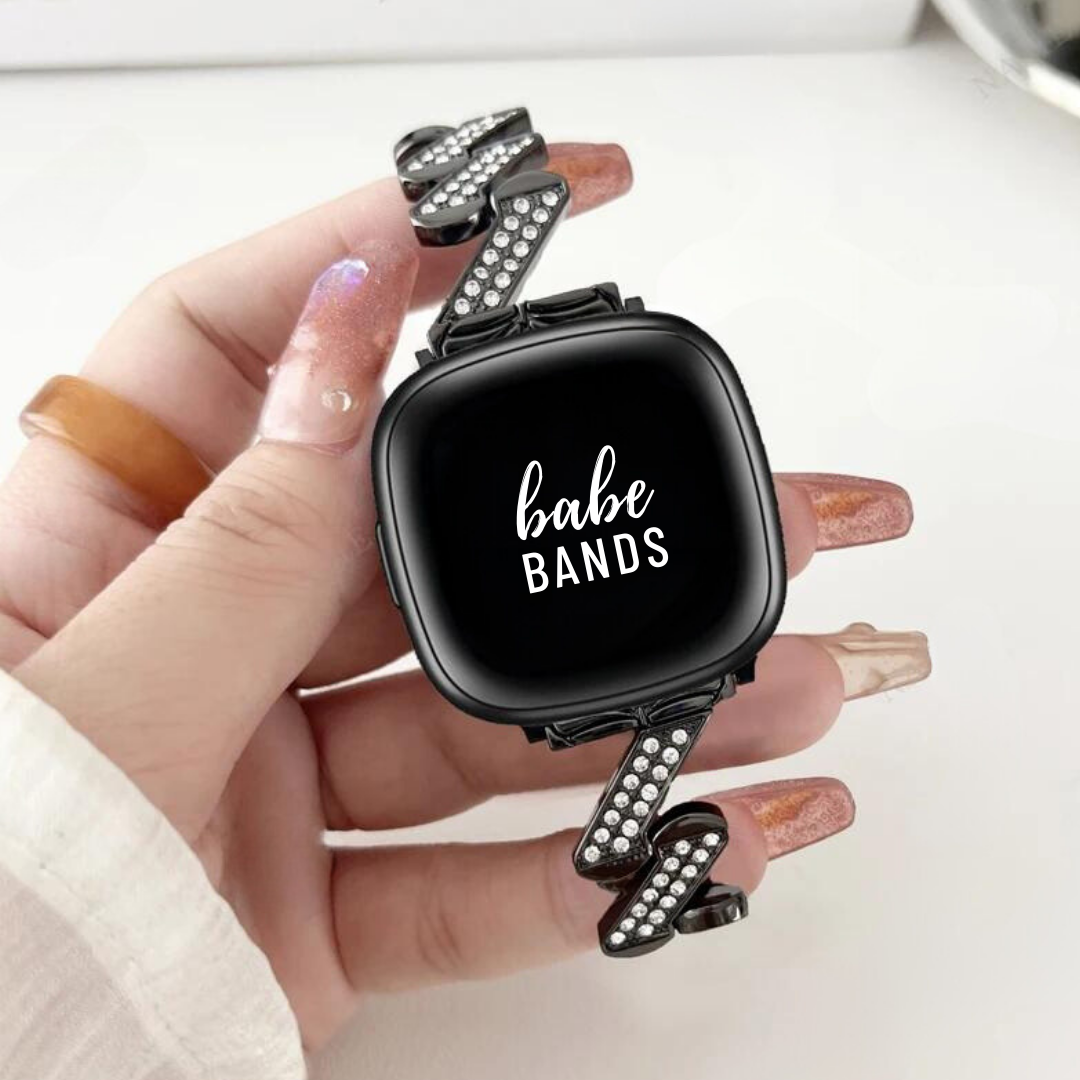 No more basic vibes. Step up your babe game with our premium Babe Bands to elevate your style.   Upgrade your Fitbit Versa or Fitbit Sense with our Premium Stainless Steel Diamond Zig Zag Fitbit Versa/Sense Band.  Indulge in the luxury look and feel of our Fitbit band, crafted from high-quality stainless steel band in a unique zig zag shape embellished with sparkling rhinestones for added style.
