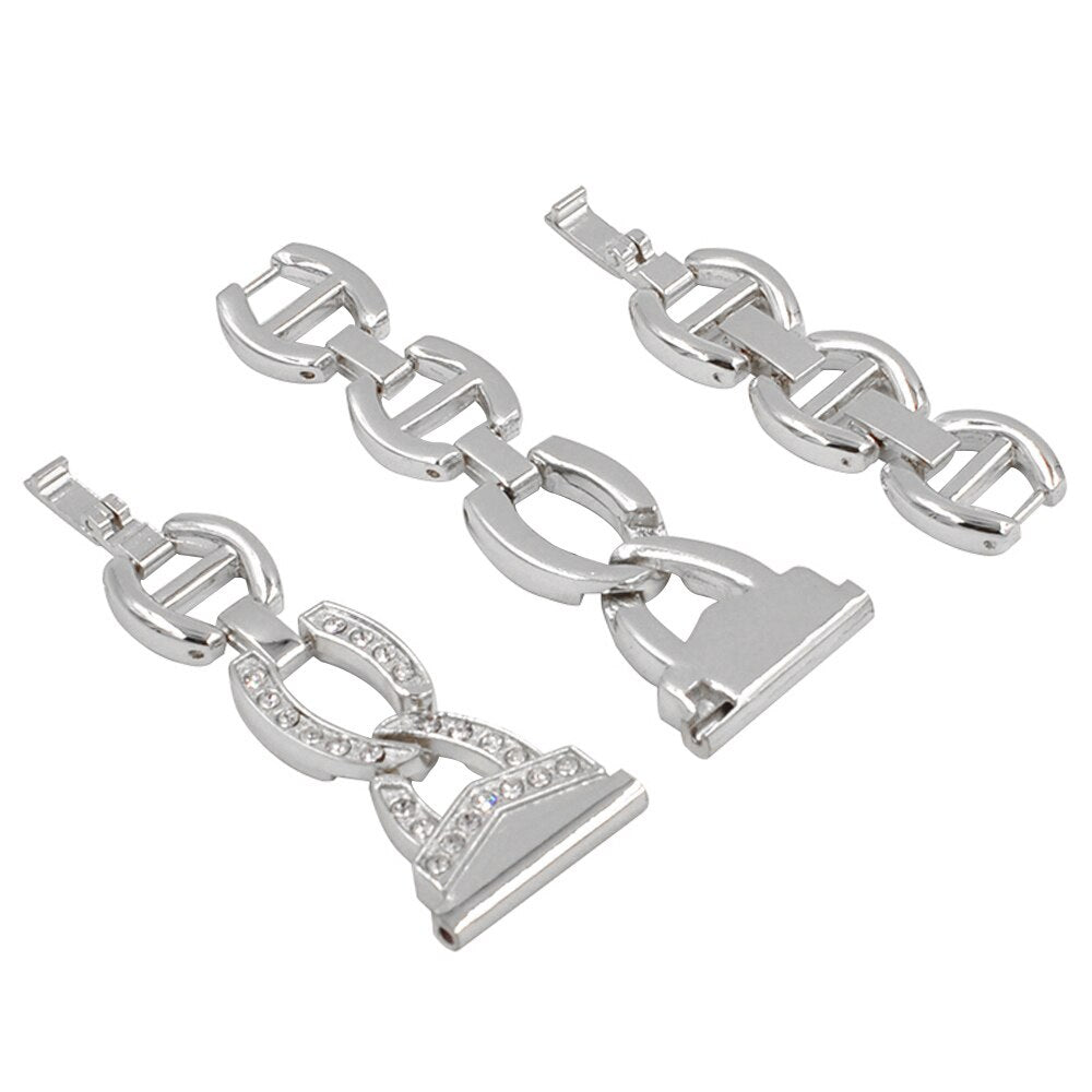 No more basic vibes. Step up your babe game with our premium Babe Bands to elevate your style.    Upgrade your Samsung Galaxy Watch with our Premium Stainless Steel Crystal Flat Chain Samsung Galaxy Watch Band.  Indulge in the luxury look and feel of our Samsung Galaxy Watch band, crafted from high-quality stainless steel in an elegant chain style with faux diamond detailing for added style.