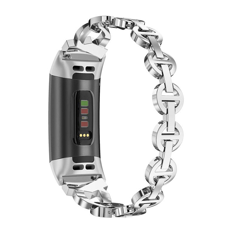 No more basic vibes. Step up your babe game with our premium Babe Bands to elevate your style.     Upgrade your Fitbit Charge with our Premium Stainless Steel Crystal Flat Chain Fitbit Charge Band.  Indulge in the luxury look and feel of our Fitbit Charge band, crafted from high-quality stainless steel in an elegant chain style with faux diamond detailing for added style.