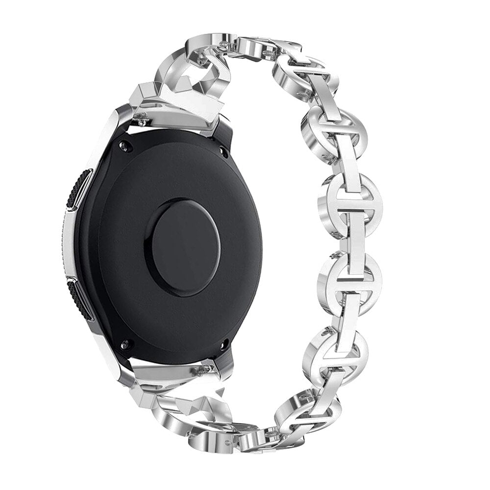 No more basic vibes. Step up your babe game with our premium Babe Bands to elevate your style.    Upgrade your Samsung Galaxy Watch with our Premium Stainless Steel Crystal Flat Chain Samsung Galaxy Watch Band.  Indulge in the luxury look and feel of our Samsung Galaxy Watch band, crafted from high-quality stainless steel in an elegant chain style with faux diamond detailing for added style.