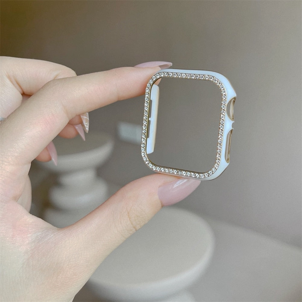 No more basic vibes. Step up your babe game with our premium Babe Bands Case to elevate your Apple Watch style.    Upgrade your Apple Watch with our Premium Single Row Rhinestone Contrast Apple Watch Bumper Case.  Indulge in the luxury look of our Apple Watch case, crafted from high-quality materials including a durable Polycarbonate case with a contrast color trim and a single row sparkling faux diamond border.