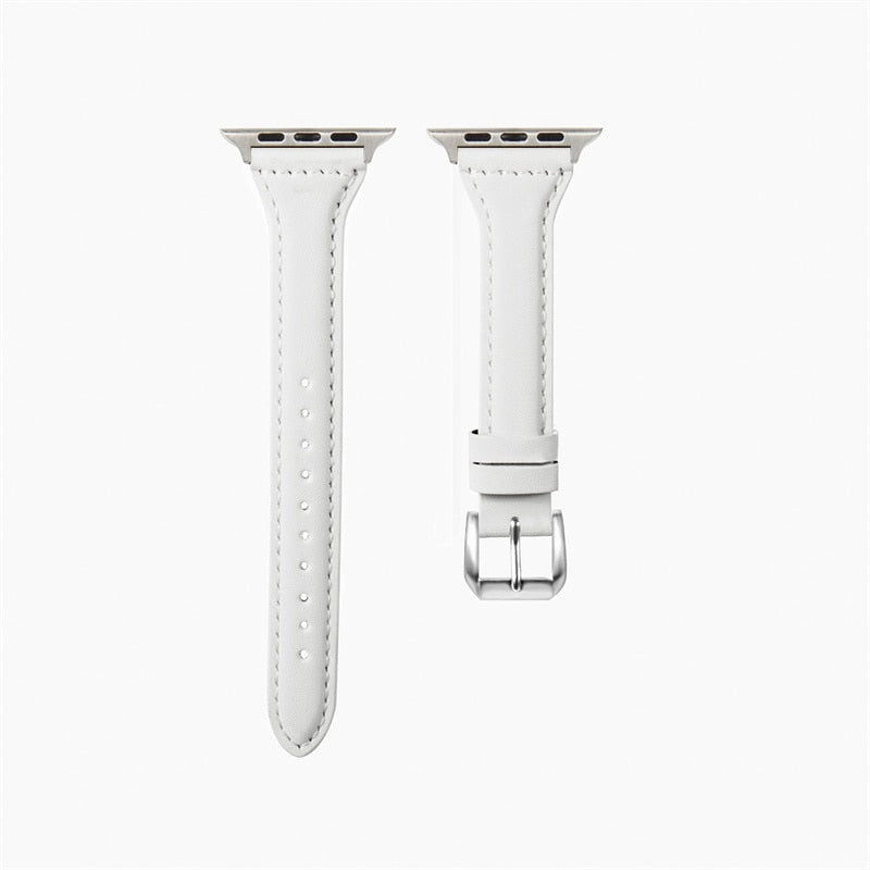 No more basic vibes. Step up your babe game with our premium Babe Bands to elevate your style.    Upgrade your Apple Watch with our Premium Genuine Leather Slim Apple Watch Band.  Indulge in the luxury look and feel of our Apple Watch band, crafted from high-quality genuine leather with a stainless steel classic buckle closure.