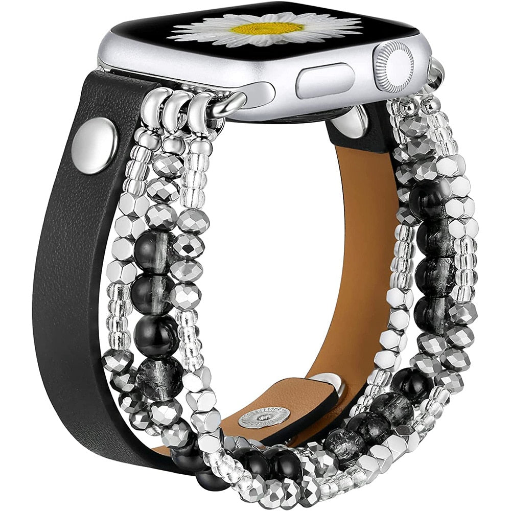 No more basic vibes. Step up your babe game with our premium Babe Bands to elevate your style.   Upgrade your Apple Watch with our Premium Leather Strap Triple Beaded Bracelet Apple Watch Band.  Indulge in the luxury look and feel of our Apple Watch band, crafted from high-quality stainless steel in an elegant chunky double chain style. 