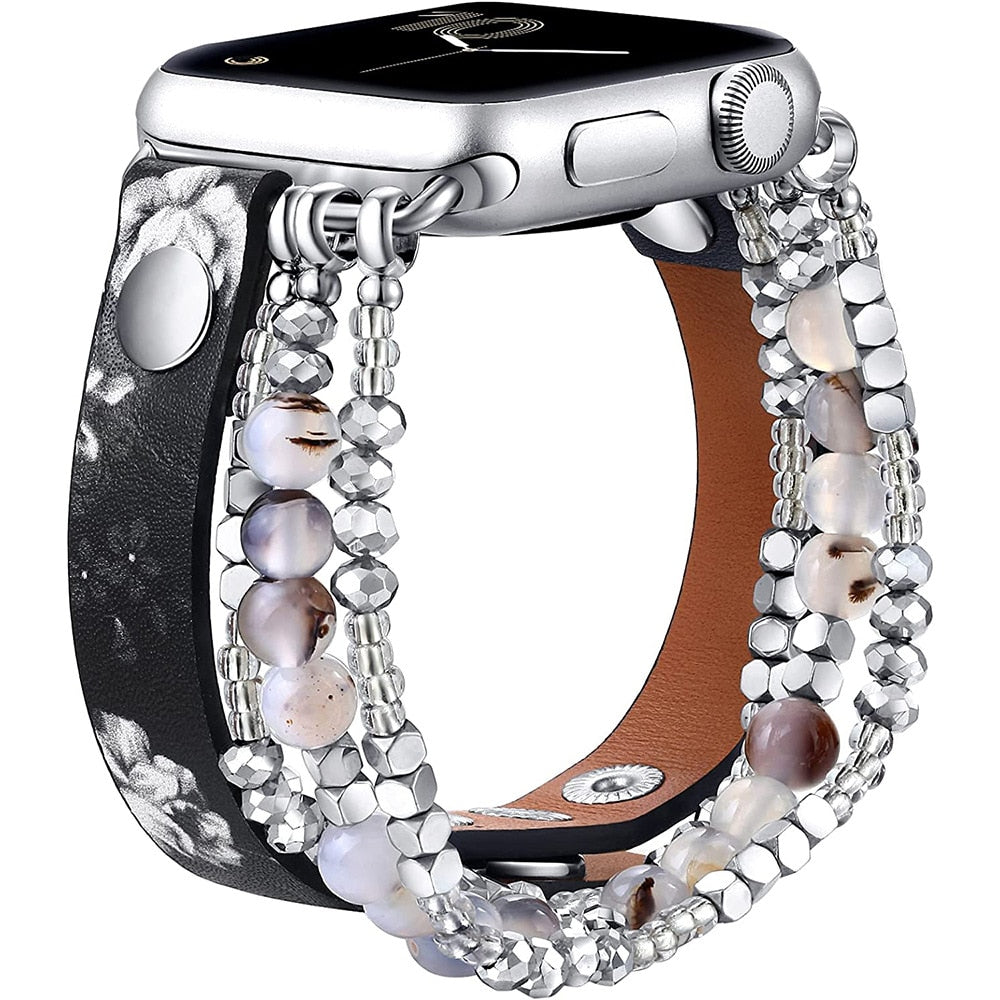 No more basic vibes. Step up your babe game with our premium Babe Bands to elevate your style.   Upgrade your Apple Watch with our Premium Leather Strap Triple Beaded Bracelet Apple Watch Band.  Indulge in the luxury look and feel of our Apple Watch band, crafted from high-quality stainless steel in an elegant chunky double chain style. 