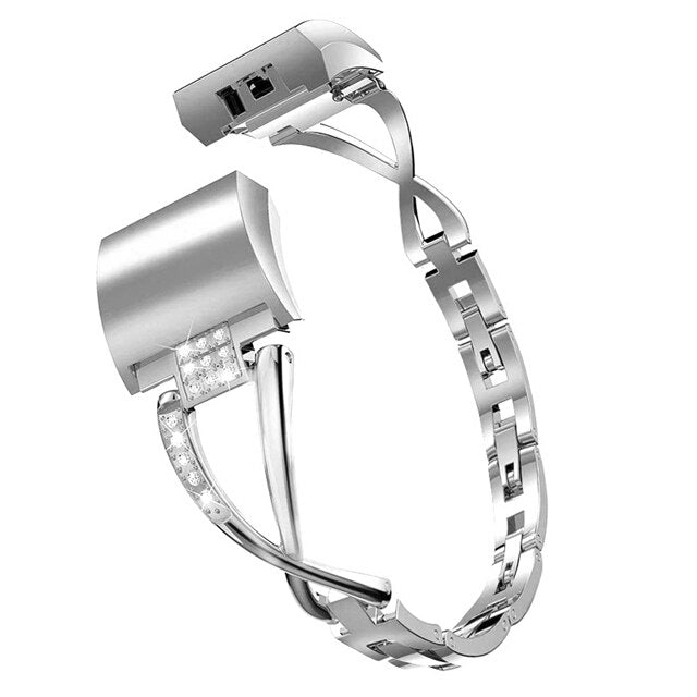 No more basic vibes. Step up your babe game with our premium Babe Bands to elevate your style.     Upgrade your Fitbit Charge with our Premium Stainless Steel Crystal X Fitbit Charge Band.  Indulge in the luxury look and feel of our Apple Watch band, crafted from high-quality stainless steel in an elegant x-shape with faux diamond detailing for added style.