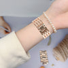 No more basic vibes. Step up your babe game with our premium Babe Bands to elevate your style.    Upgrade your Apple Watch with our Premium Stainless Steel Railed Apple Watch Band.  Indulge in the luxury look and feel of our Apple Watch band, crafted from high-quality stainless steel in an elegant quadruple railing styled band.