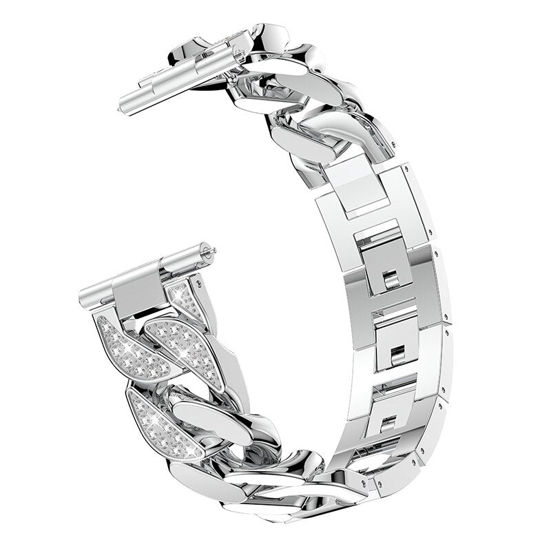 No more basic vibes. Step up your babe game with our premium Babe Bands to elevate your style.    Upgrade your Fitbit Versa or Fitbit Sense Watch with our Premium Crystal Stainless Steel Chunky Chain Fitbit Band.  Indulge in the luxury look and feel of our Fitbit Versa / Sense band, crafted from high-quality stainless steel in an elegant chunky chain style, with shining crystal embellishments. 