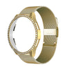 Upgrade your Samsung Galaxy Watch with our Premium Stainless Steel Mesh Chain with Crystal Face Samsung Galaxy Watch Band + Case Set.  Indulge in the luxury look and feel of our Samsung Galaxy Watch band, crafted from high-quality stainless steel in a smooth and classic mini chain link style with magnetic closure. 