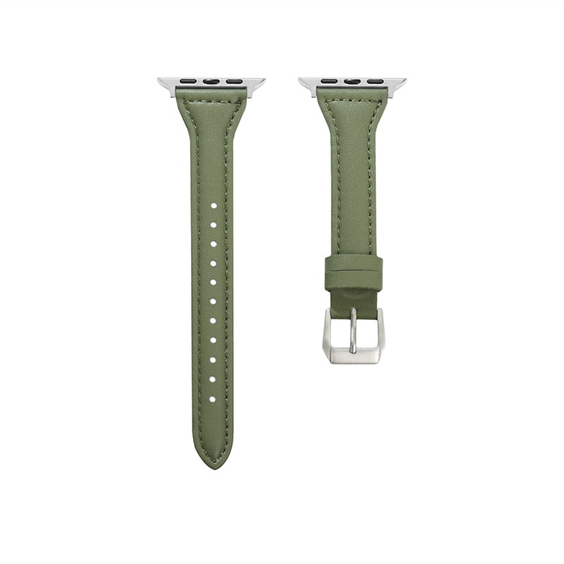 No more basic vibes. Step up your babe game with our premium Babe Bands to elevate your style.    Upgrade your Apple Watch with our Premium Genuine Leather Slim Apple Watch Band.  Indulge in the luxury look and feel of our Apple Watch band, crafted from high-quality genuine leather with a stainless steel classic buckle closure.