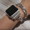 Load and play video in Gallery viewer, No more basic vibes. Step up your babe game with our premium Babe Bands to elevate your style.    Upgrade your Apple Watch with our Premium Double Wrap Stainless Steel Bracelet Apple Watch Band.  Indulge in the luxury look and feel of our Apple Watch band, crafted from high-quality stainless steel in gorgeous chunky chain band that double wraps into an bracelet for added style.