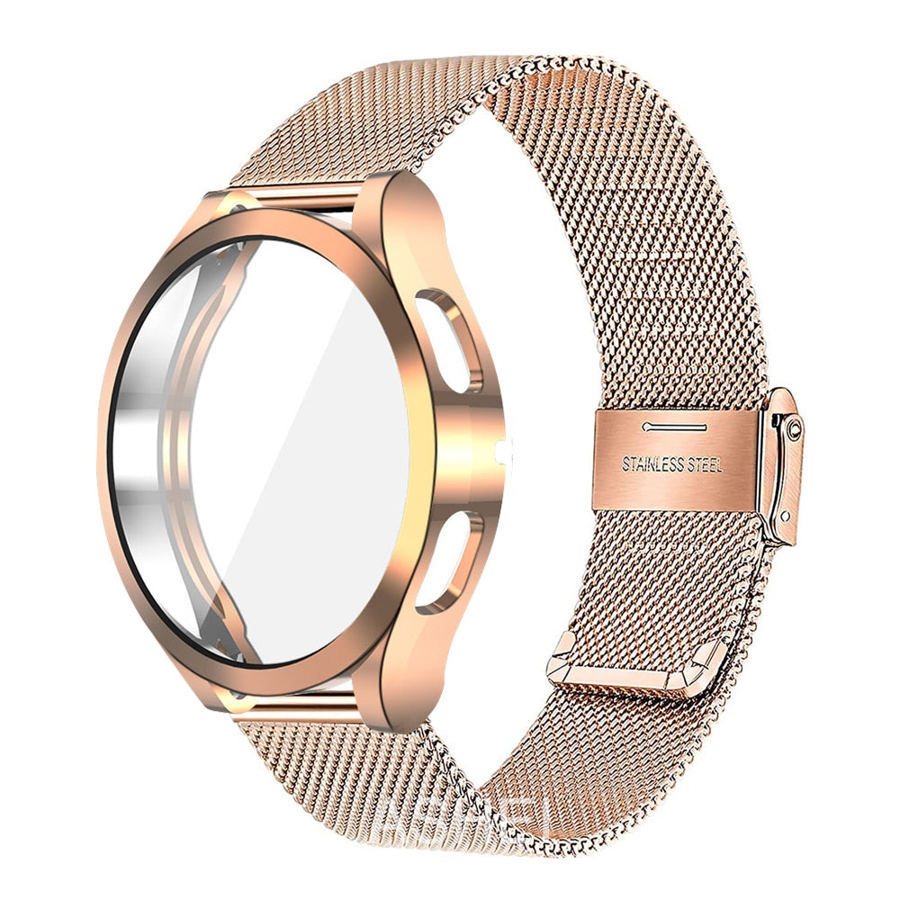 Upgrade your Samsung Galaxy Watch with our Premium Stainless Steel Mesh Chain Samsung Galaxy Watch Band.  Indulge in the luxury look and feel of our Samsung Galaxy Watch band, crafted from high-quality stainless steel in a smooth and classic mini chain link style with magnetic closure. 