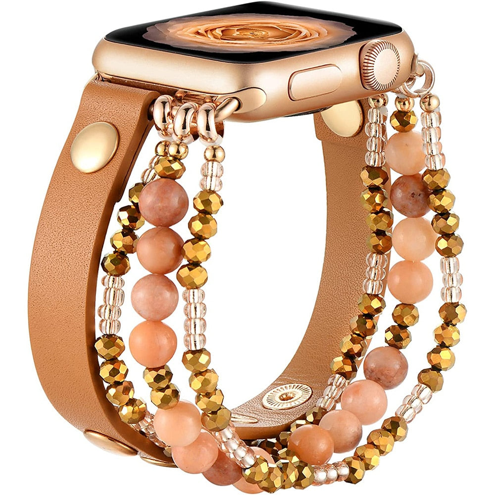 No more basic vibes. Step up your babe game with our premium Babe Bands to elevate your style.   Upgrade your Apple Watch with our Premium Leather Strap Triple Beaded Bracelet Apple Watch Band.  Indulge in the luxury look and feel of our Apple Watch band, crafted from high-quality stainless steel in an elegant chunky double chain style. 